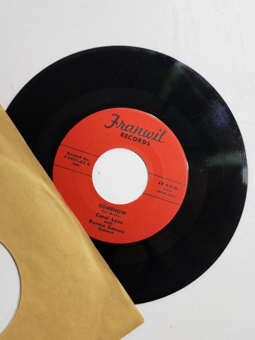 Carol Lynn - Somehow & I'm As Lucky As I Can Be Vintage 45RPM Vinyl RARE DISC